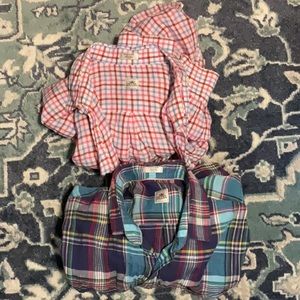 Bundle of two Peter Millar plaid linen button down shirts size XL